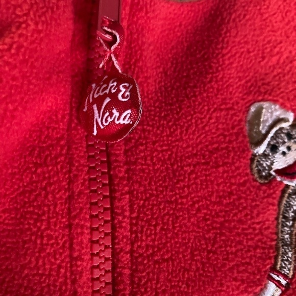 Nick & Nora Red SOCK MONKEY Footed Pajamas One Piece size medium. - Picture 8 of 12